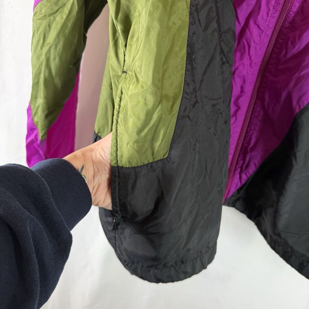 Vintage Nike Windbreaker Women's XL Purple Full Zip Hooded Zip Pockets - Picture 7 of 11